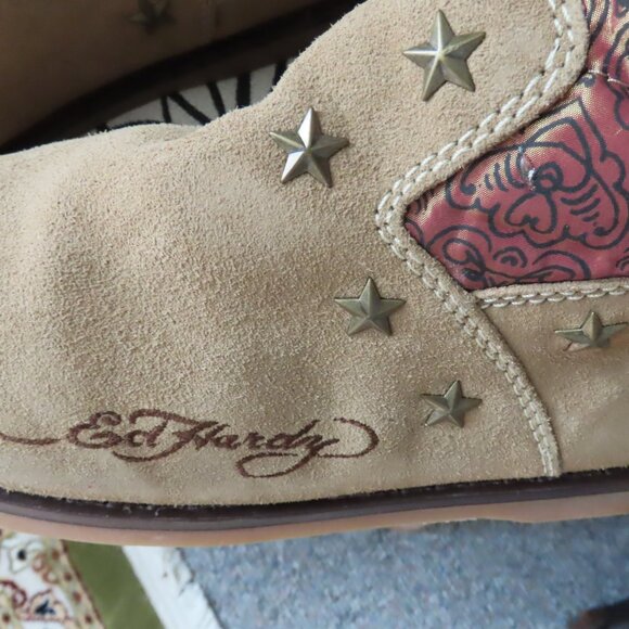 ED HARDY KNEE HIGH LINED BOOTS NEW wotag - Picture 6 of 15